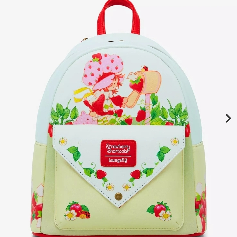 Loungefly Scented Strawberry Shortcake Envelope Backpack In Red And Cream